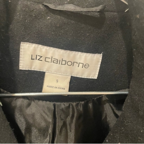 Liz Claiborne Black Trench Coat Elegant Formal Outerwear - Picture 2 of 3